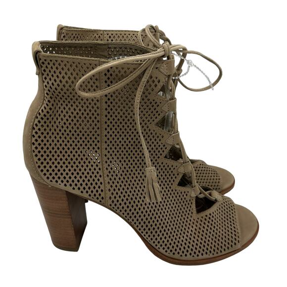 Frye Women's Gabby Perforated Ghillie Block Heel Leather Sandals Size 11 - Picture 1 of 8